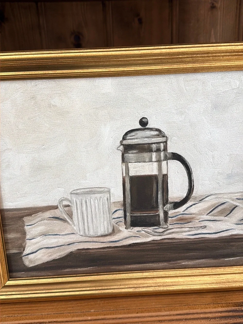 Gold Framed Still Life Oil Painting Print  - Coffee Press